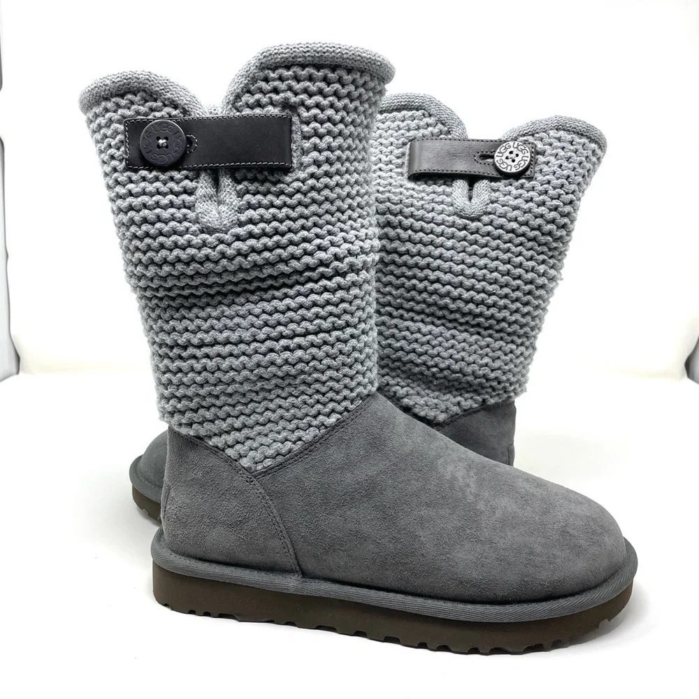 Ugg Shaina Knit Cuff Suede Body Boot Size 7 NWB